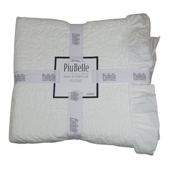 PiuBelle King Coverlet 104" X 94" White Portugal Cotton Textured Comforter Quilt - Picture 1 of 8